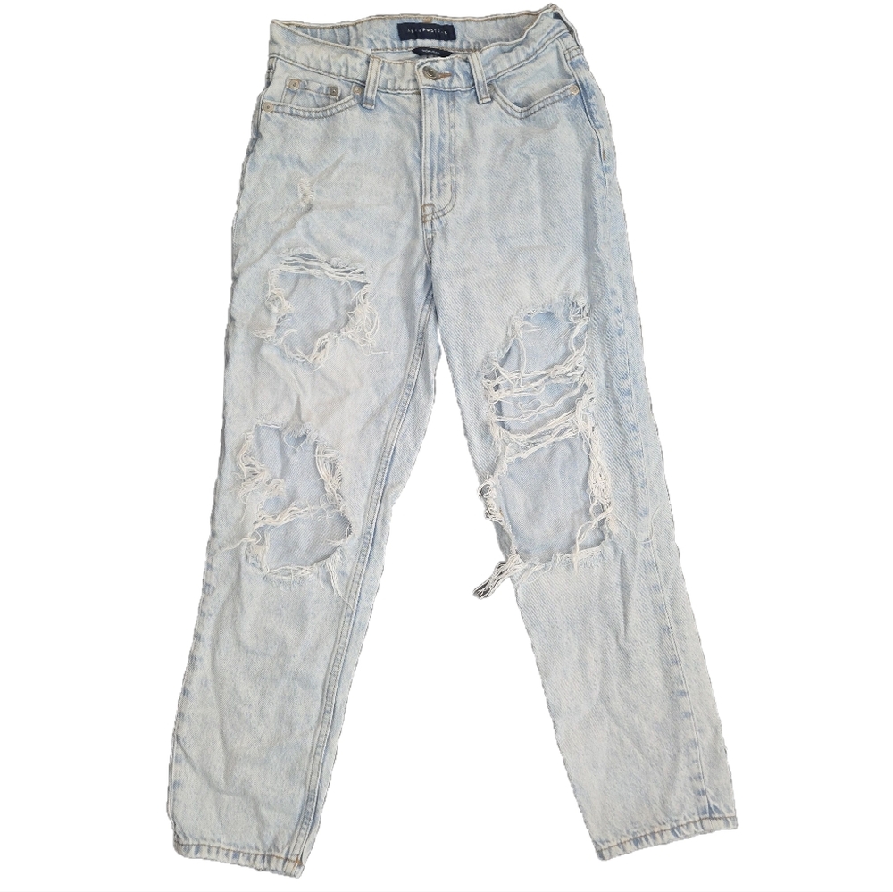 Aeropostale High-Rise Stretch Mom Jeans, Light Wash